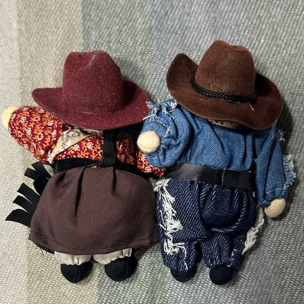 Springford Vintage Style Pair of Cowboy and Cowgirl set of porcelain face dolls